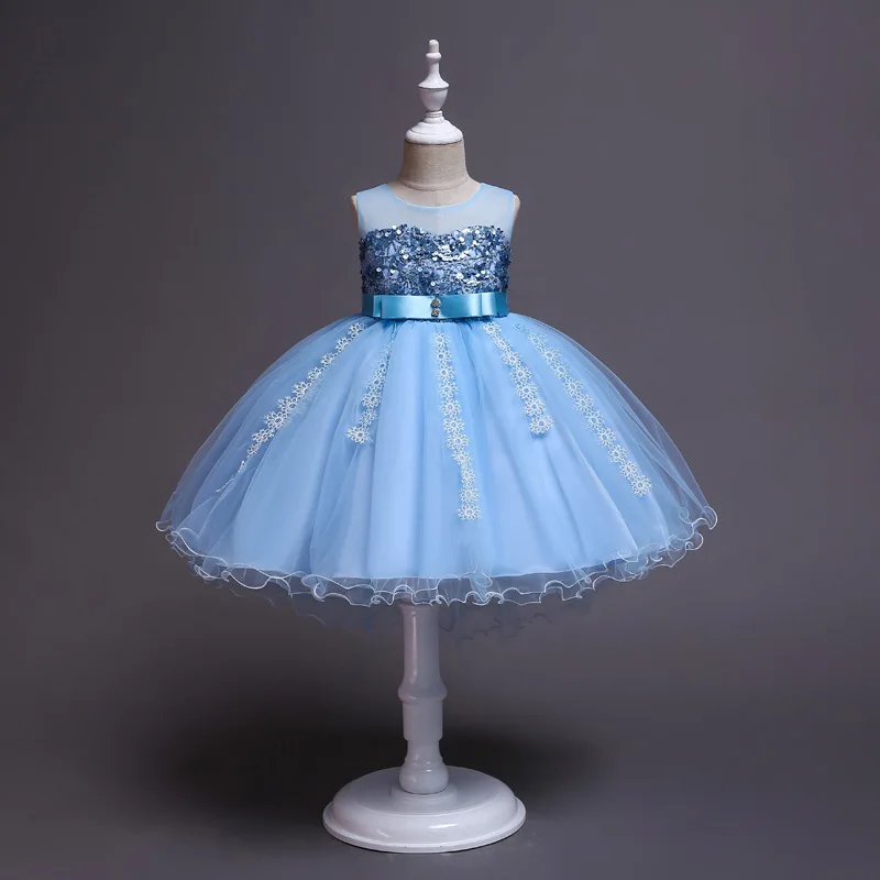 

Sequined Princess Dress 2019 New Lace Kids Dresses for Girls Show Host Wedding Tutu Birthday Baby Dresses 2-12 Years WG3892