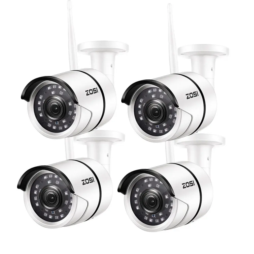 

ZOSI IP Camera Wifi 1080P ONVIF Wireless P2P CCTV Bullet Outdoor Weatherproof Camera With Miscro SD Card Slot Max 256G 4 Pack