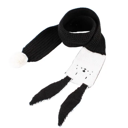 Детский шарф для девочек и мальчиков, детский осенне-зимний теплый вязаный длинный шарф с заячьими ушками, шаль, однотонный мягкий шарф, подарки, Bufanda Infantil - Цвет: Black