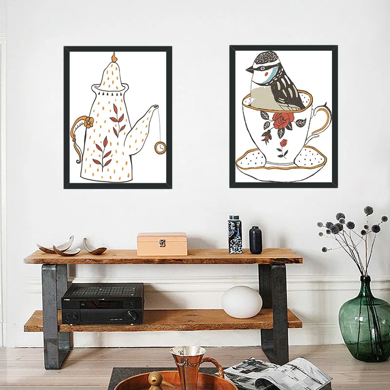 Hand Painted Teapots Decoration Wall Art Pictures Decor Modern Style