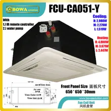  20m2 room ceiling cassette fan coil unit (FCU) connect 2/4 piples of hydronic equipment or refrigeration plant to heat/cool room 