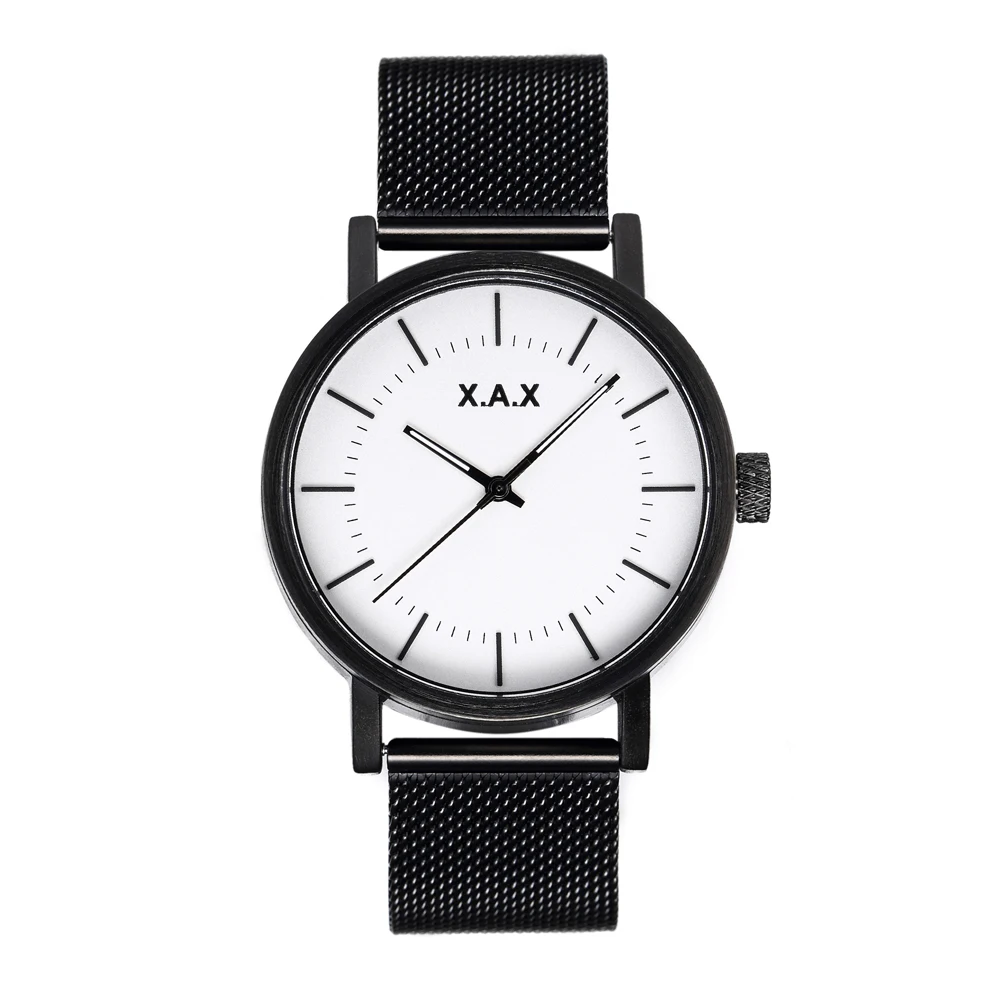 

Uhren Watches Japanese Movement Stainless Steel Mesh Strap Top Grain Leather Band