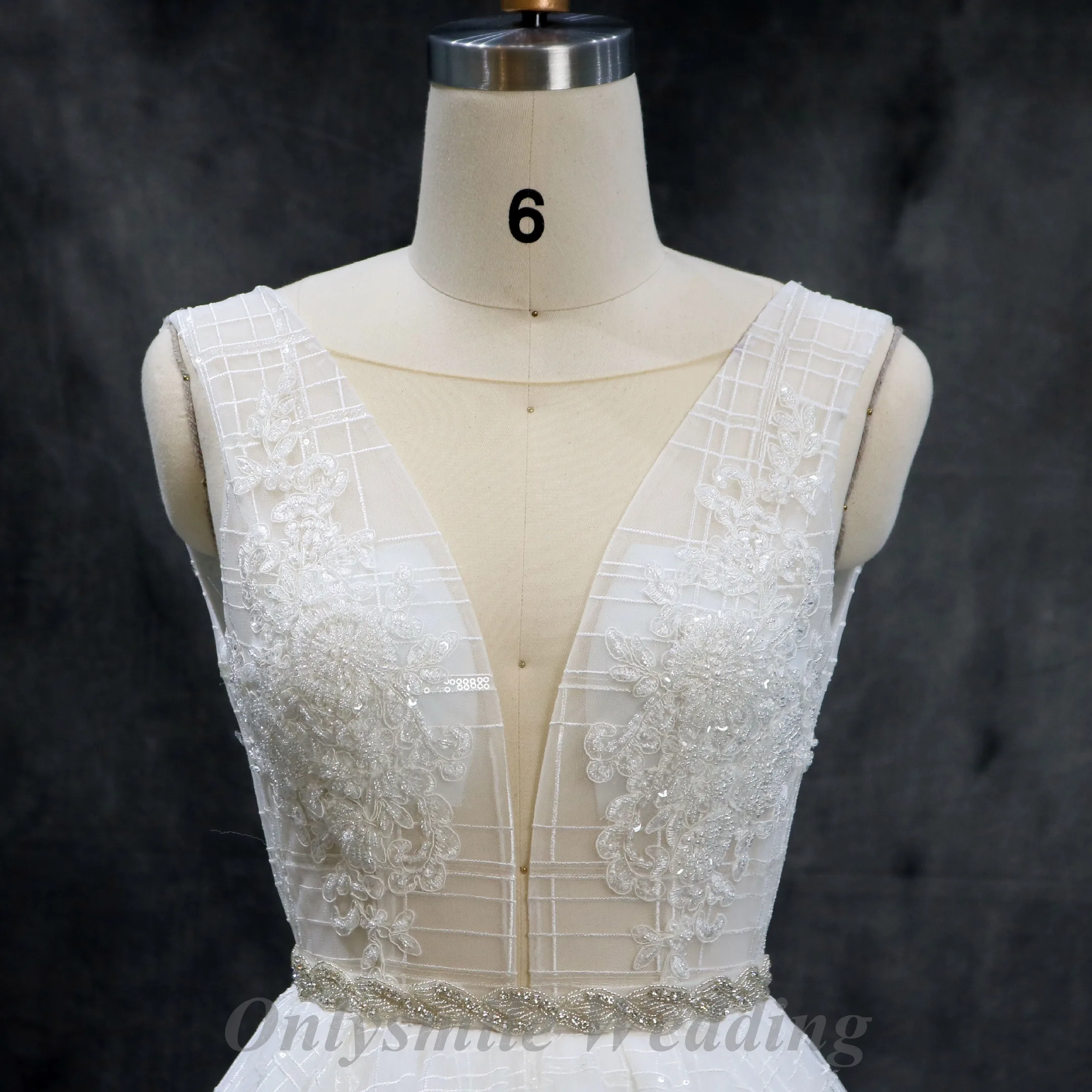Onlysmile vestido de noiva блестящее сексуальное прозрачное роскошное кружевное свадебное