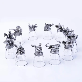 

12 twelve animal first liquor cup set crystal glass white wine in a small glass cup home