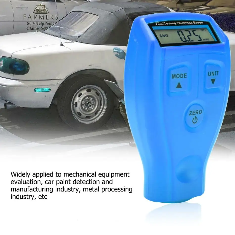 Портативный 0,01 мм дисплей Разрешение ЖК-дисплей тестер краски автомобиля 0-1,8 мм Диапазон толщины покрытия цифровой детектор измерительный прибор