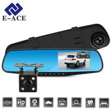 E-ACE Full HD 1080 P Автомобильный Видеорегистратор Камеры Авто 4.3 Дюймов Зеркало Заднего Вида Цифровой Видео Рекордер с Двумя Объективами Registratory Видеокамеры