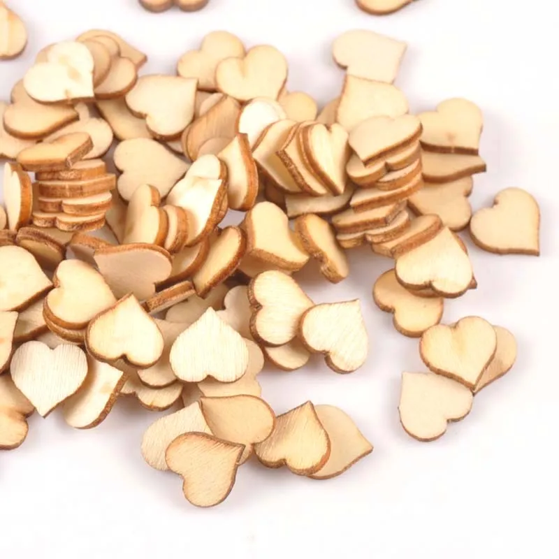 100Pcs Mini Heart Pattern Wood DIY Crafts For Handmade Accessories Wooden Scrapbooking Making Home Decoration 10mm m1808