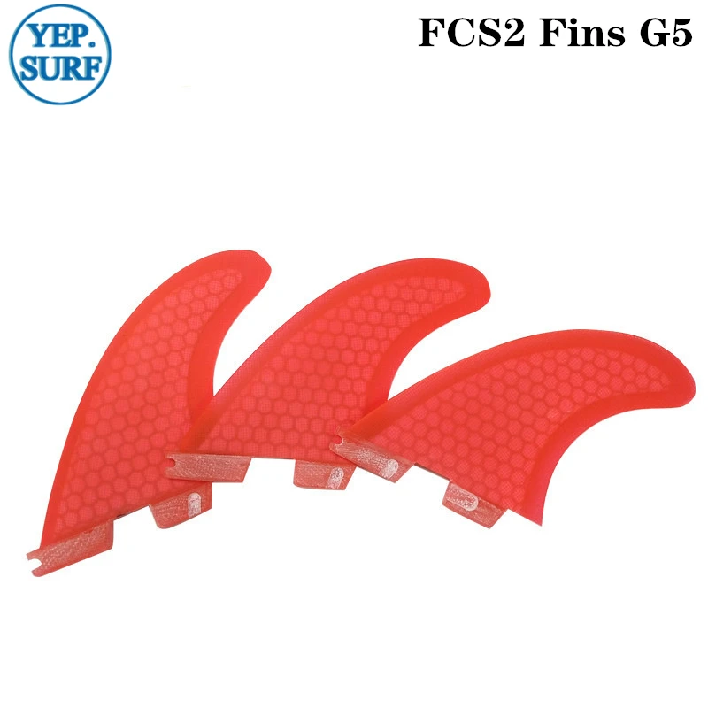 Surf FCSII fins Tri fin set G3/G5/G7/K2.1 Fibreglass Honeycomb Carbon free shipping - Цвет: red G5