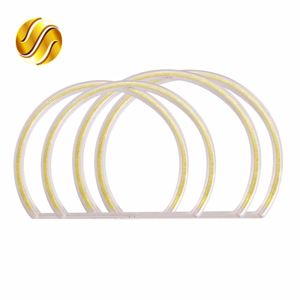 

hippcron COB LED Angel Eyes 2x131mm+2x146mm Headlight with Halo Ring White Color Car-Styling for BMW E46