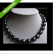 ; милое платье 43-45 см крупный жемчуг класса ААА+ 11-13 мм натуральное таитянское черный Жемчужное Колье, свадебные украшения