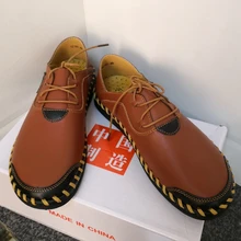 Hot Sale Handmade Mens Shoes Trend Leather Shoes Men Youth Fashion Driving Walking Comfortable Breathable Soft Tide Shoes Plus