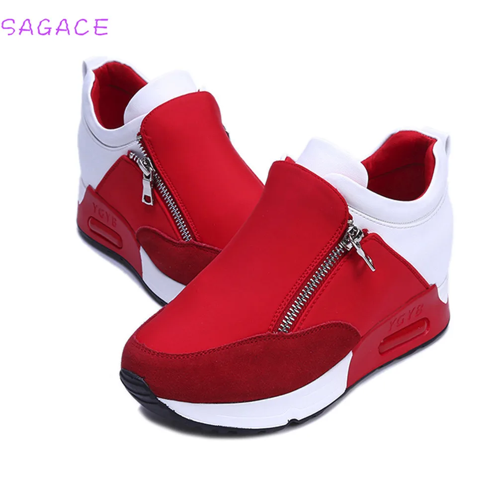 

CAGACE 2018 Fashion Women Platform Shoes Patent Leather Sneakers Lace Up Brand Female Mesh Footwear Shoes for women