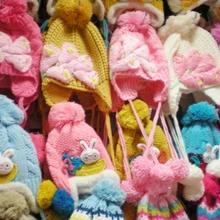 Зимняя вязаная шапка ручной работы для девочек, лыжная вязаная шапочка, 20 шт./партия#3311