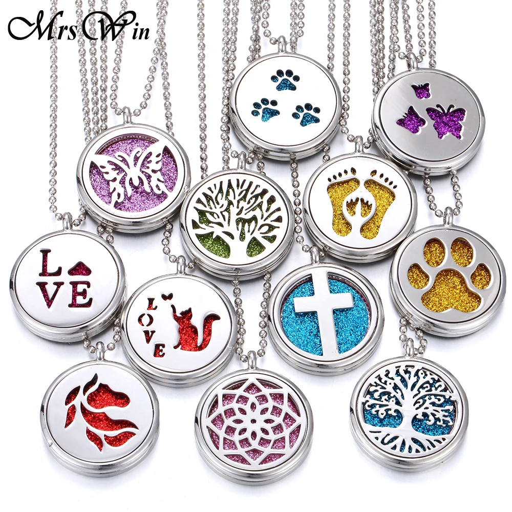 

Aroma Diffuser Necklace Open Stainless Steel Lockets Pendant Perfume Essential Oil Diffuser Aromatherapy Locket Necklace