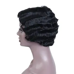 Парики из искусственных волос без шапочки-основы короткий волнистый черный парик для Хэллоуина карнавальный парик