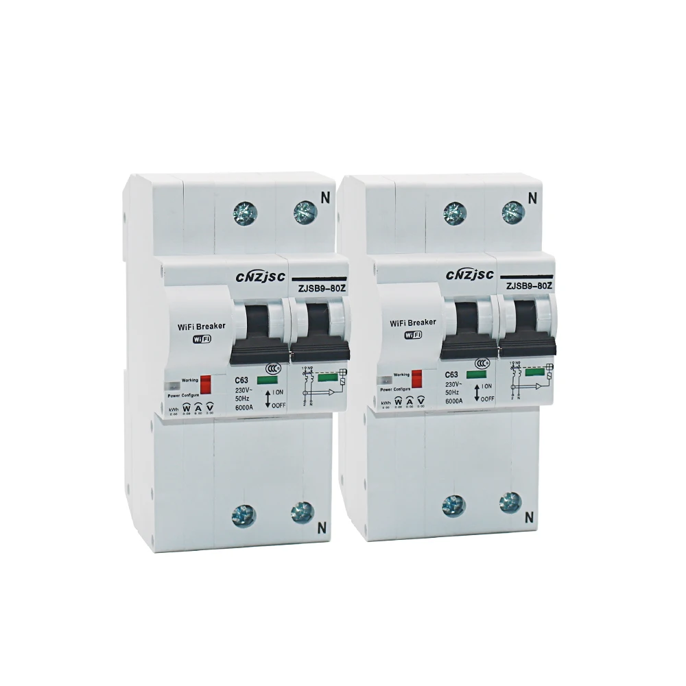 

2pcs The second generation 2P WiFi Smart Circuit Breaker with Energy monitoring with Amazon Alexa and Google for Smart home