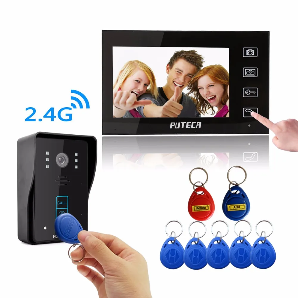 

SmartYIBA 7" Wirelesss Home Video Door Phone Touch Key LCD Interphone Doorbell RFID Video Intercom HD IR Night Vision Camera