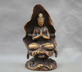 

9'' China Sit Guanyin Kwan-yin Buddha Bronze Statue