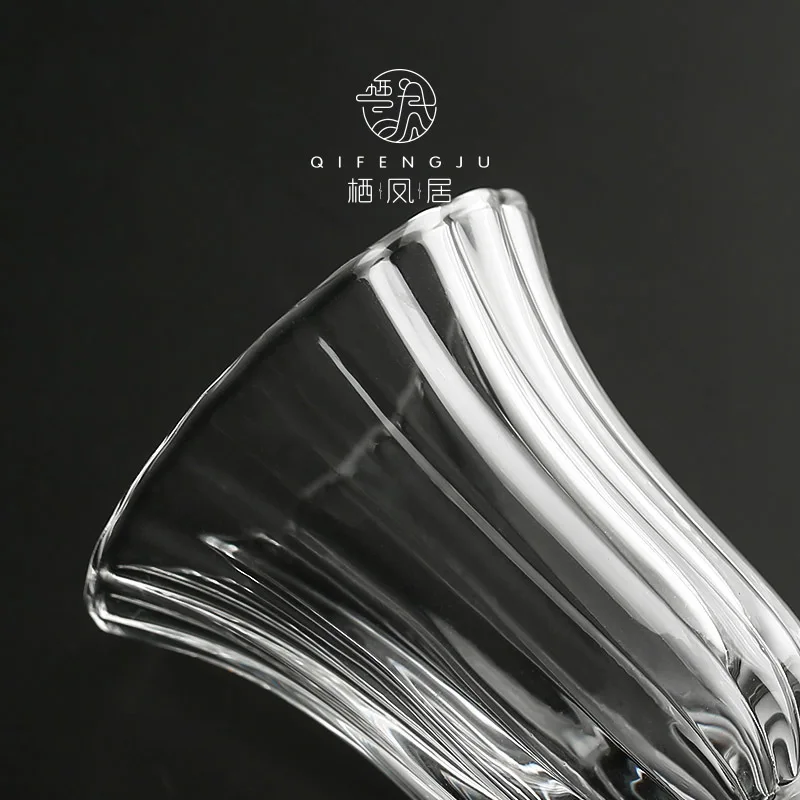Высокая термостойкая стеклянная чашка для чая ручной работы маленькая Бытовая японская ребристая чашка для рта персональная чашка