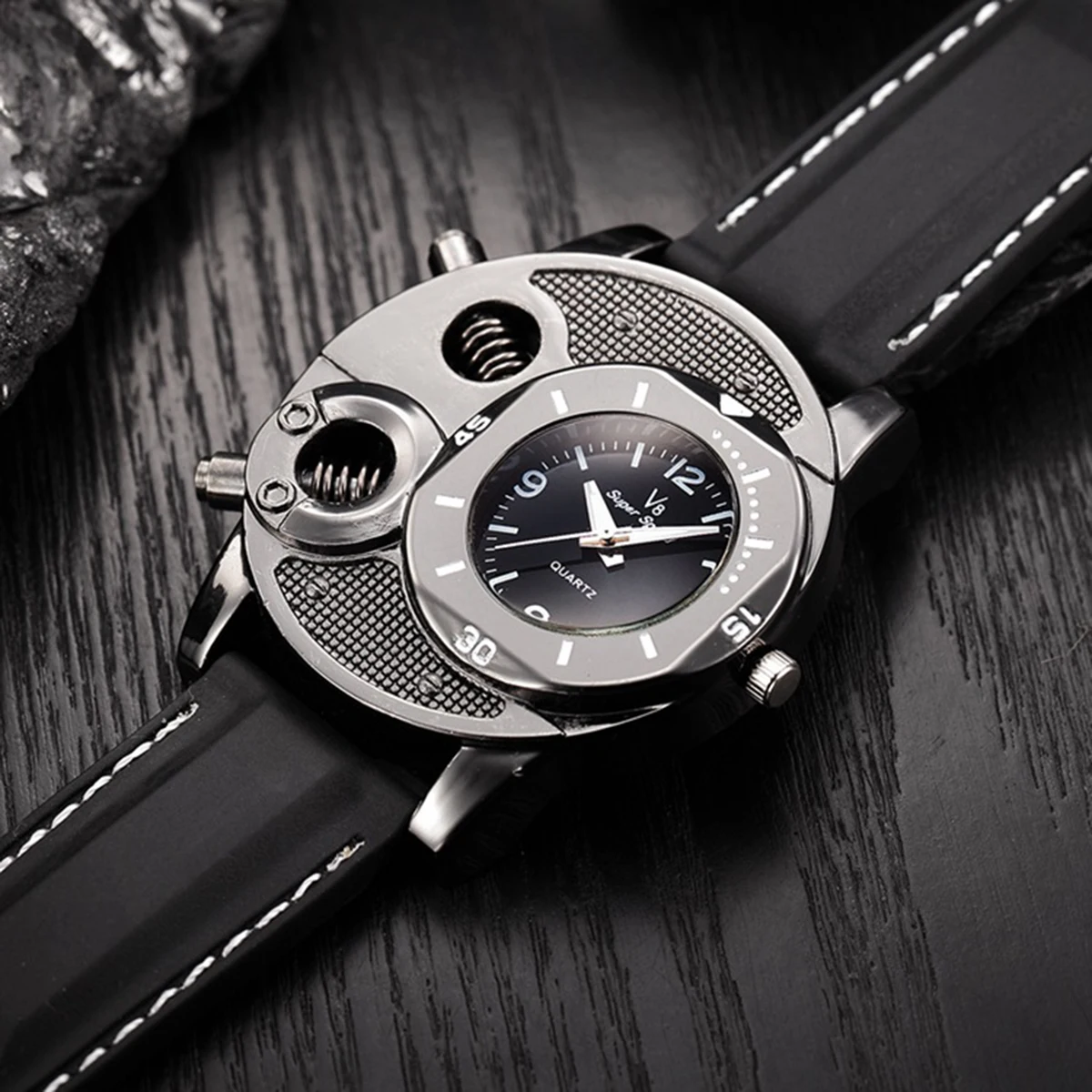 Men's Luxury Big Dial Sports Military Leather Band Analog Quartz Watch