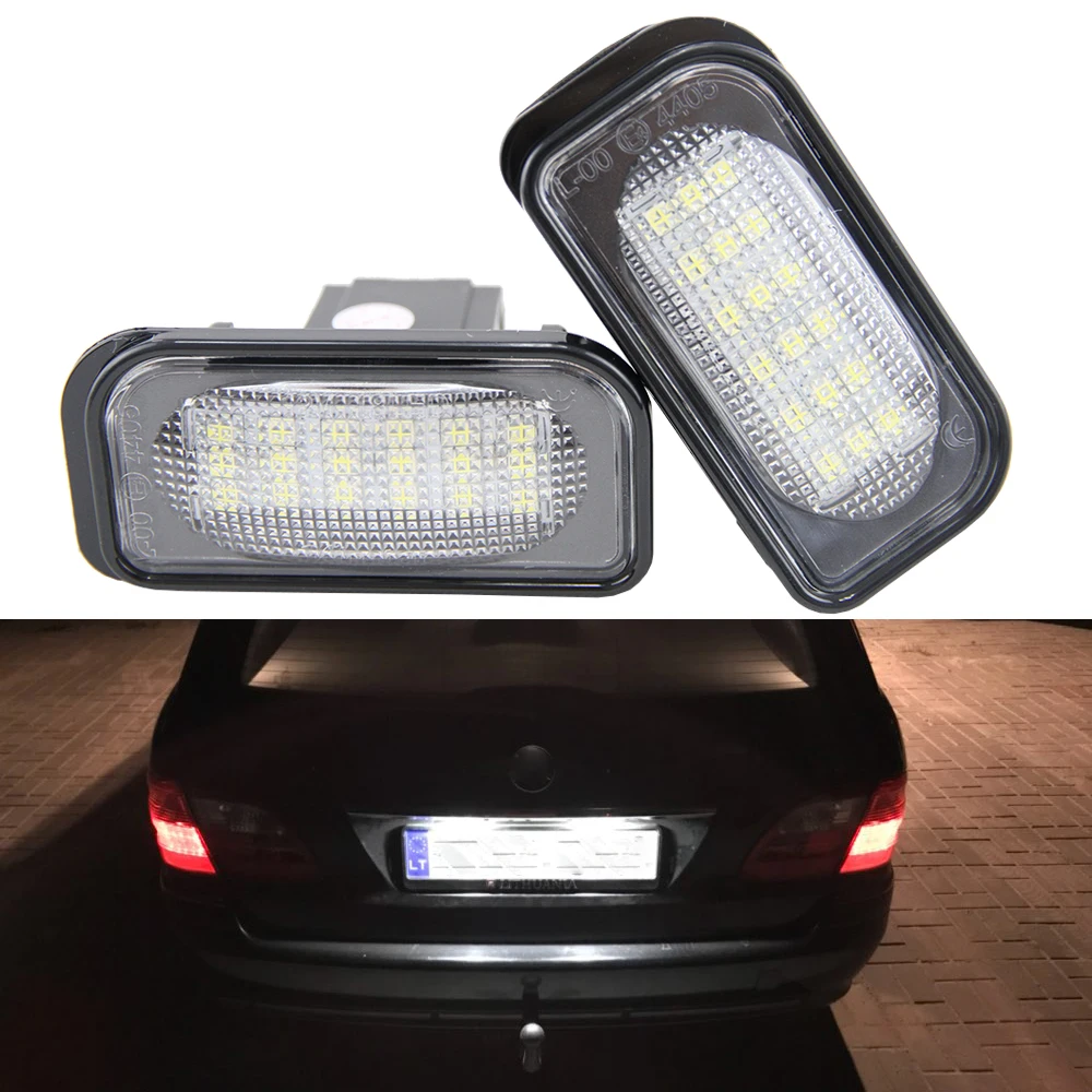 Pack de 2 TUINCYN 3528 18SMD LED licencia número placa lámparas de luz para Benz W203 4d Sedan 6000 K lámpara de conducción cola trasera de coche RV Camper Lámpara
