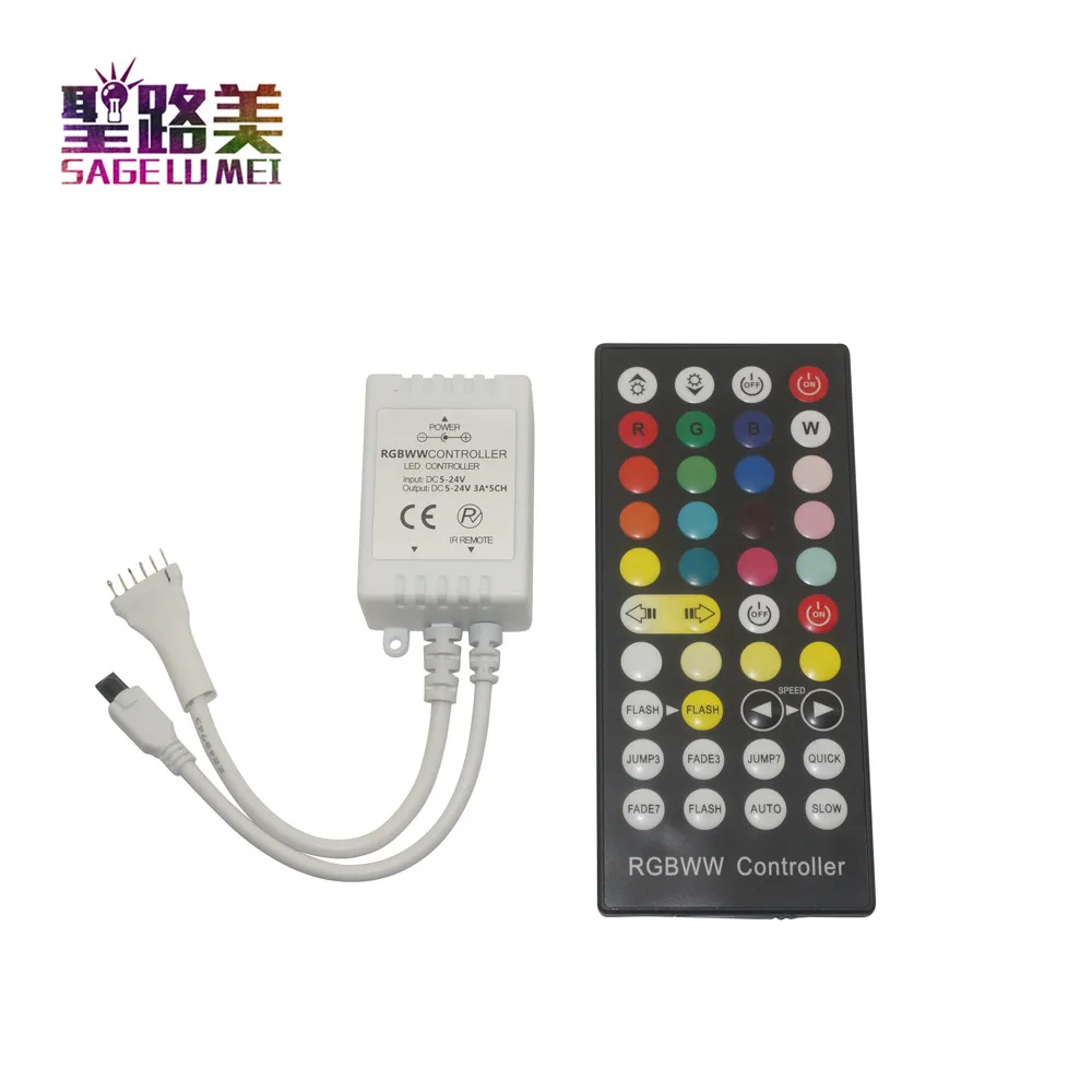 

DC5V-24V 44KEY RGB + CCT WW CW LED Controller Dimmer 6pin IR remote For 6CH 5050 led strip light tape ribbon Free shipping