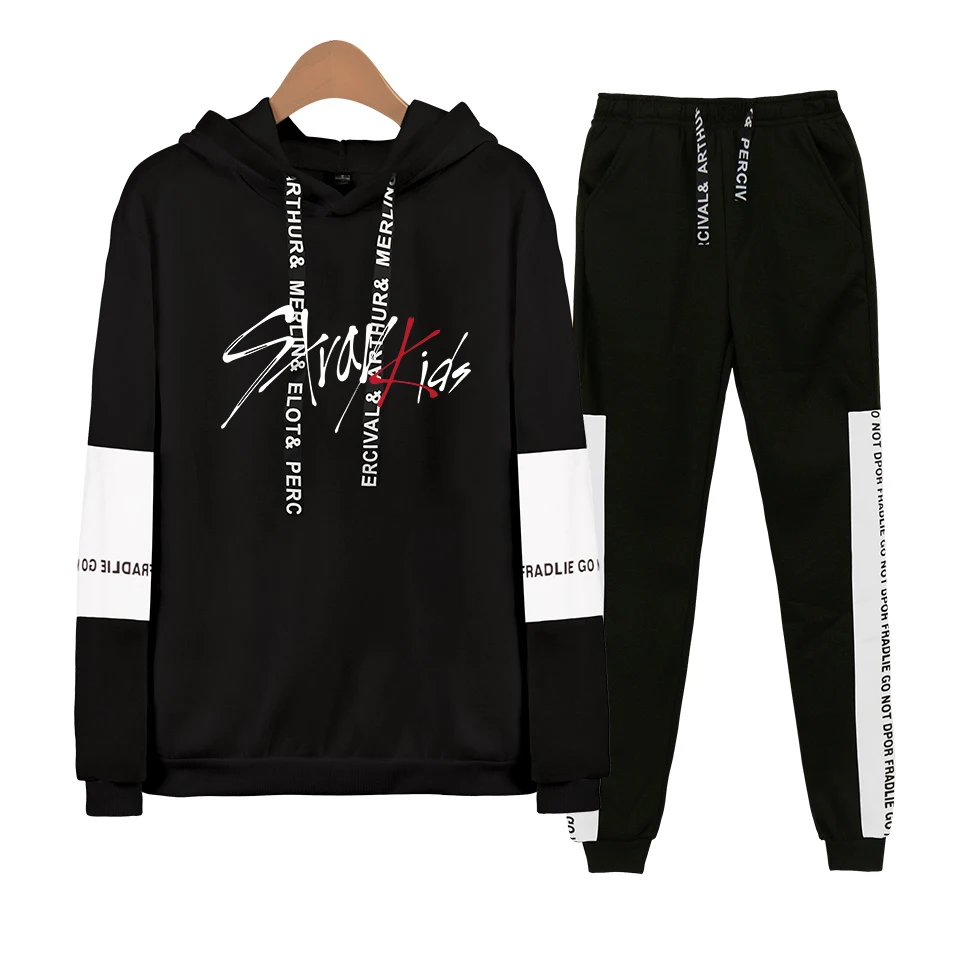 

VAGROVSY Hoodies/Sweatshirts+Sweatpants Kpop Stray Kids Set Women Men Autumn Spring Hip Pop Stray Kids 2 Pieces Set Tracksuit