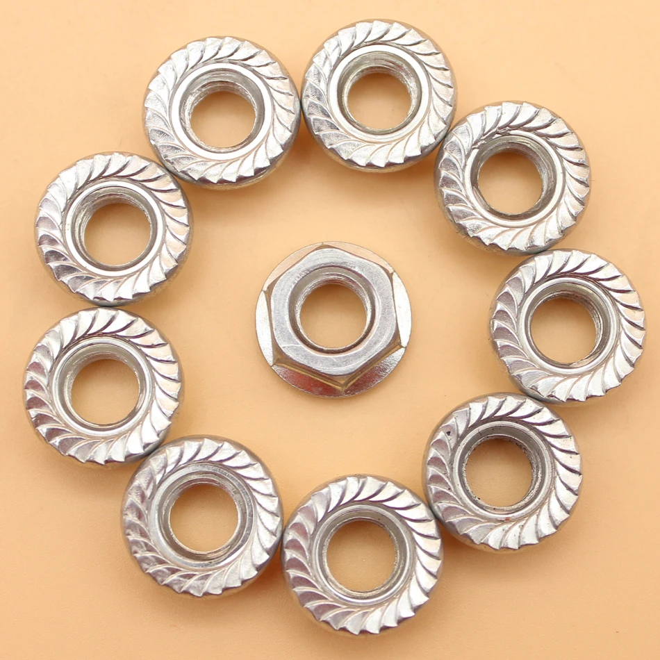 10Pcs/lot Flange Bar Nuts For Husqvarna 51 55 61 66 268 272 345 350 351