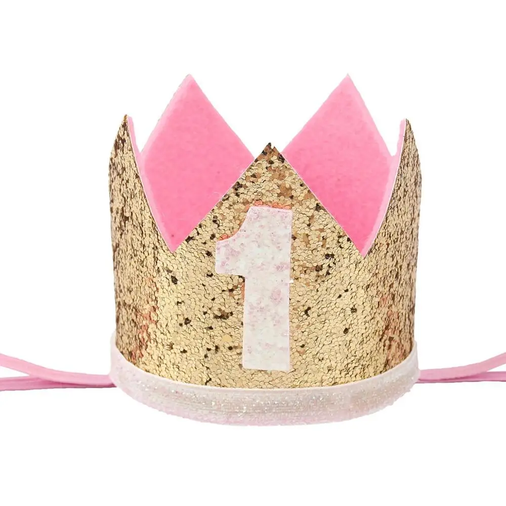 HUIRAN счастливые украшения для торта на день рождения Дети 2-й 1-й День рождения украшения первый праздничный колпак детский душ день рождения товары для вечеринок - Цвет: pink 1