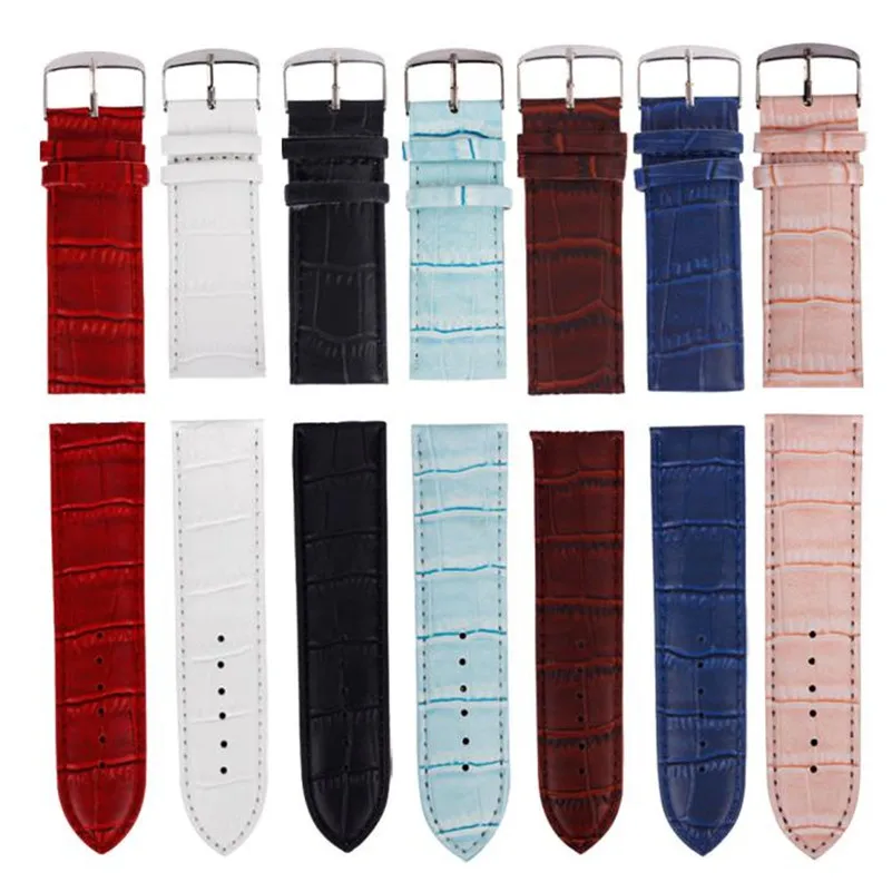 

12mm High Quality Soft Sweatband Leather Strap Steel Buckle Wrist Watch Band Accessory Watch band Men 7 Colors Available