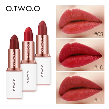 

O.TWO.O 12 Colors Velvet Lipstick Moisturizer Matte Lip Gross Long Lasting Makeup Waterproof Pigments Lips Make up Easy to Wear
