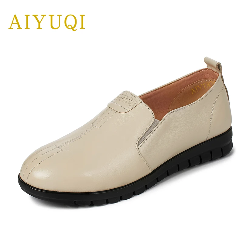 

Big size 41#42#43# women shoe 2019 new spring genuine leather women's flats shoes casual comfort middle-aged mom shoes female