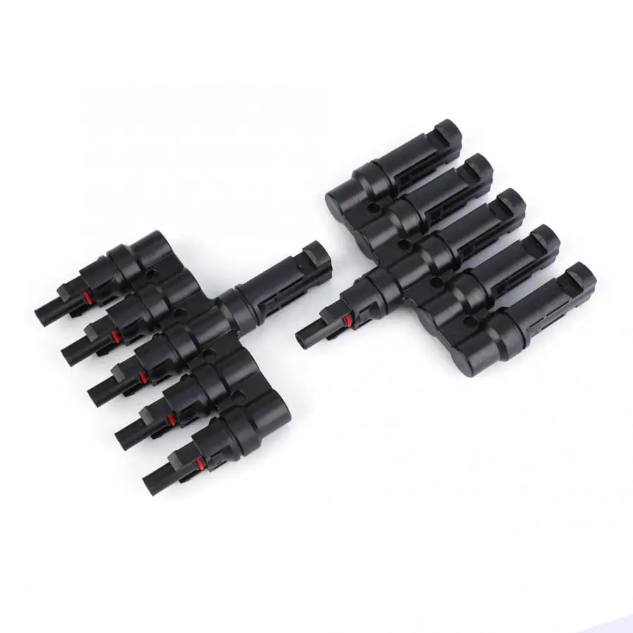 2pcs MC4 T Branch Connector Male to Female 1 to 5 Cable Coupler Combiner MC4 Solar Panel Connector