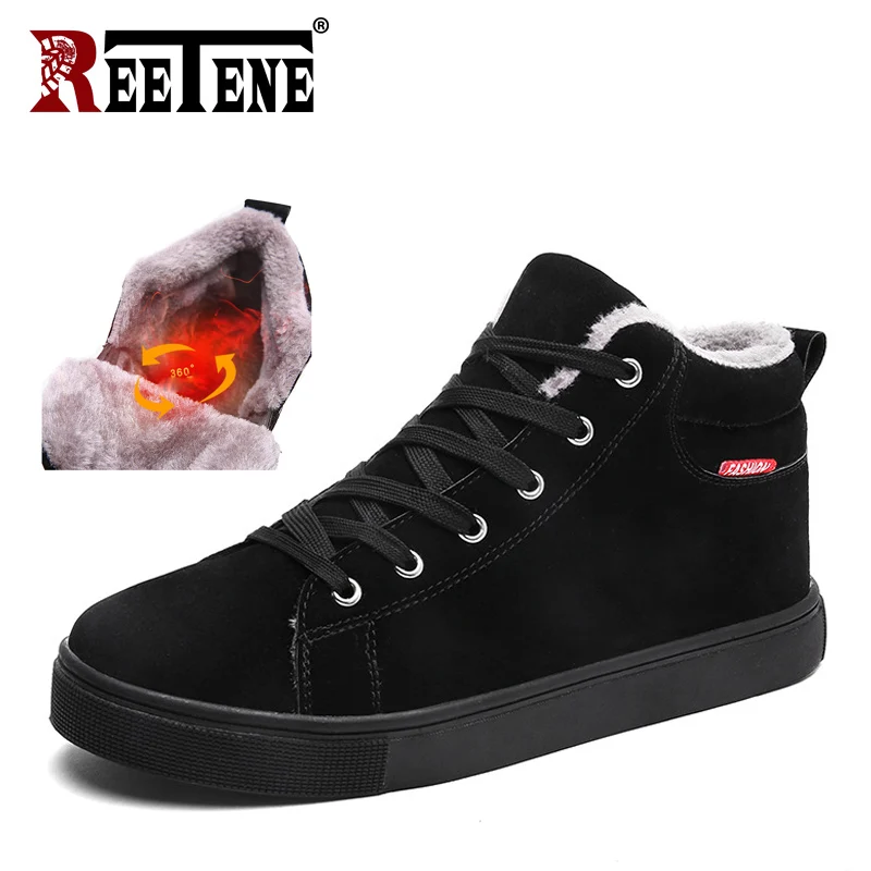 

REETENE 2018 Warm Snow Boots Men Winter Boots Work Shoes Men Footwear Winter Men Boots With Fur Fashion Rubber Sneakers Shoes