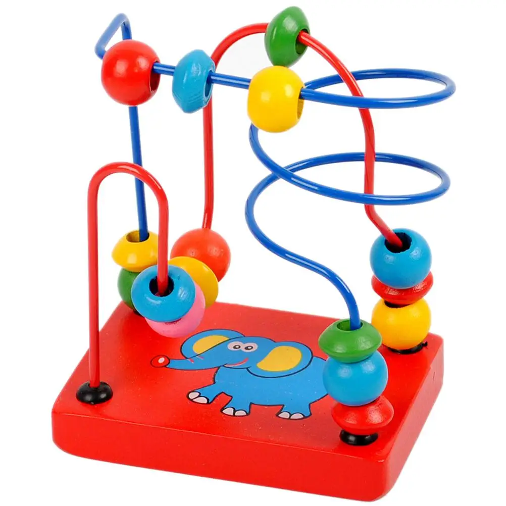 

Kids Educational Montessori Wooden Elephant Wire Maze Around Beads Math Toys Baby Children Developmental Learning Game Blocks