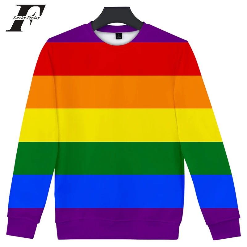

Rainbow Round neck sweatshirt capless hoodies Men/Women Casual LGBT Harajuku O-neck Clothes streewear hoodies