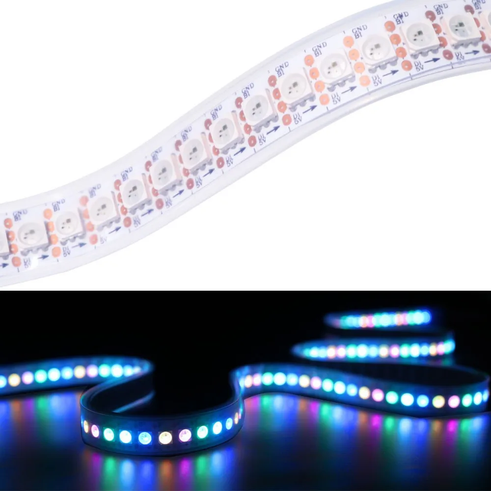 1 м DC5V WS2813 гибкий Светодиодные ленты лента 5050 RGB SM 144 светодиодов/M прибор приемно