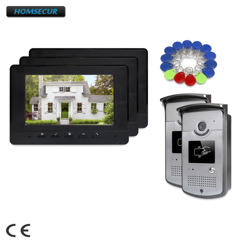 

HOMSECUR 7inch Video Door Entry Phone Call System Electric Lock Supported for House/ Flat XC001+XM707-B