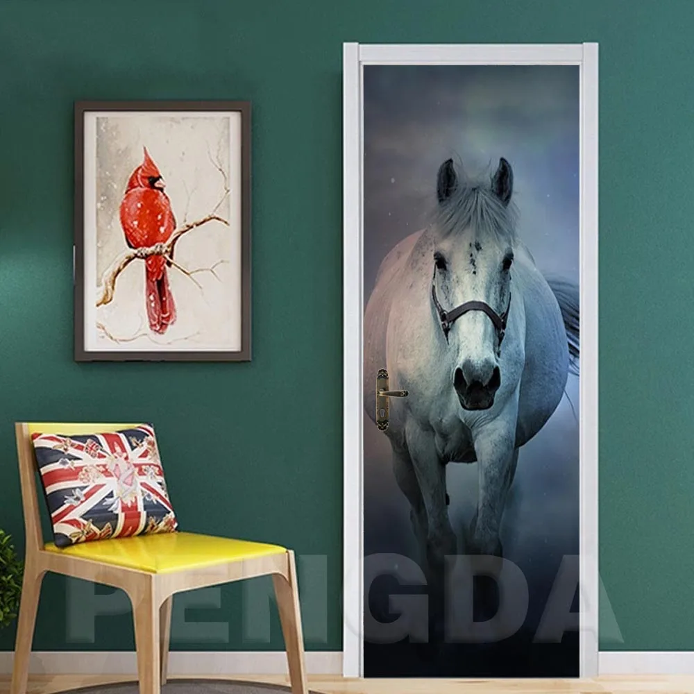 DIY ремонт Фреска водонепроницаемые обои принты Декор аниамл наклейка "лошадь" самоклеющиеся двери в спальню Фото домашний дизайн - Цвет: Door LXR2879-02