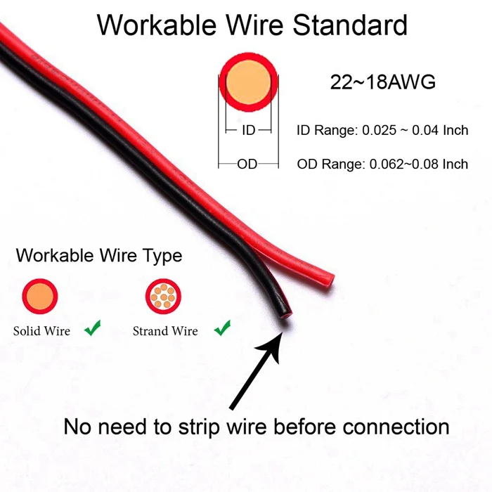 5 шт. 2 Pin dc/ac 300v 10a 18-22awg без сварки без винтов Быстрый Разъем кабельный зажим клеммный блок 2 способа легко подходит для светодиодной ленты