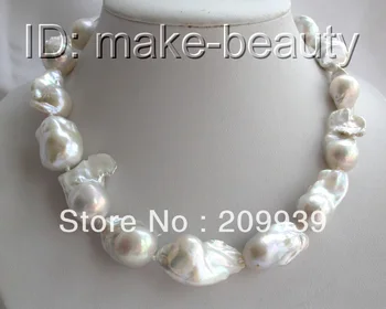 

yan 001970 stunning big baroque white keshi reborn freshwater pearls necklace