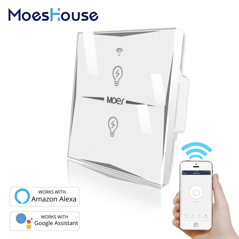 

Wifi Smart Wall Touch Light Switch EU/UK Type Glass Panel Smart Life Tuya APP Remote Control work with Google Home Alexa Echo