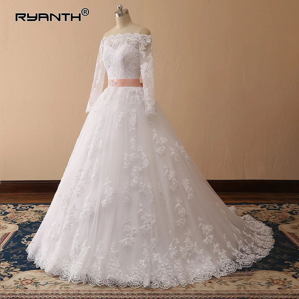 Vestidos de Novia 2019 винтажное кружевное бальное платье с длинными рукавами свадебное платье Vestido de Noiva Robe de mariage