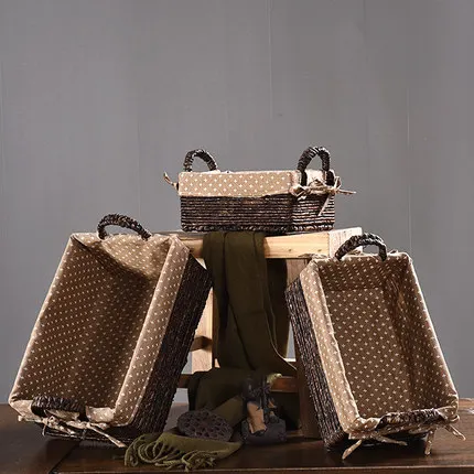 

Rattan storage basket storage box American desktop finishing basket snack woven basket sundries new straw basket