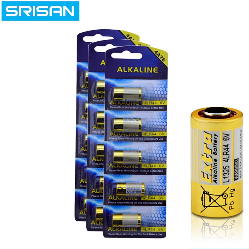 SRISAN 5x/карта 15 шт./лот 4LR44 476A L1325 6В сухая щелочная батарея ячеек автомобиля