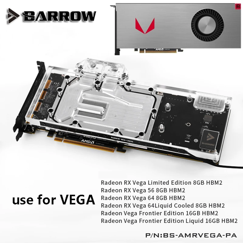 Полностью закрывающий блок графической карты BARROW для AMD Radeon RX VEGA 64/VEGA 56 Frontier GPU