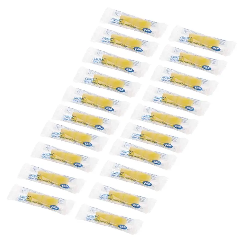 

20 Pairs Slow Rebound PVC Soft Earplugs Comfortable Sleeping Work Noise Reduction