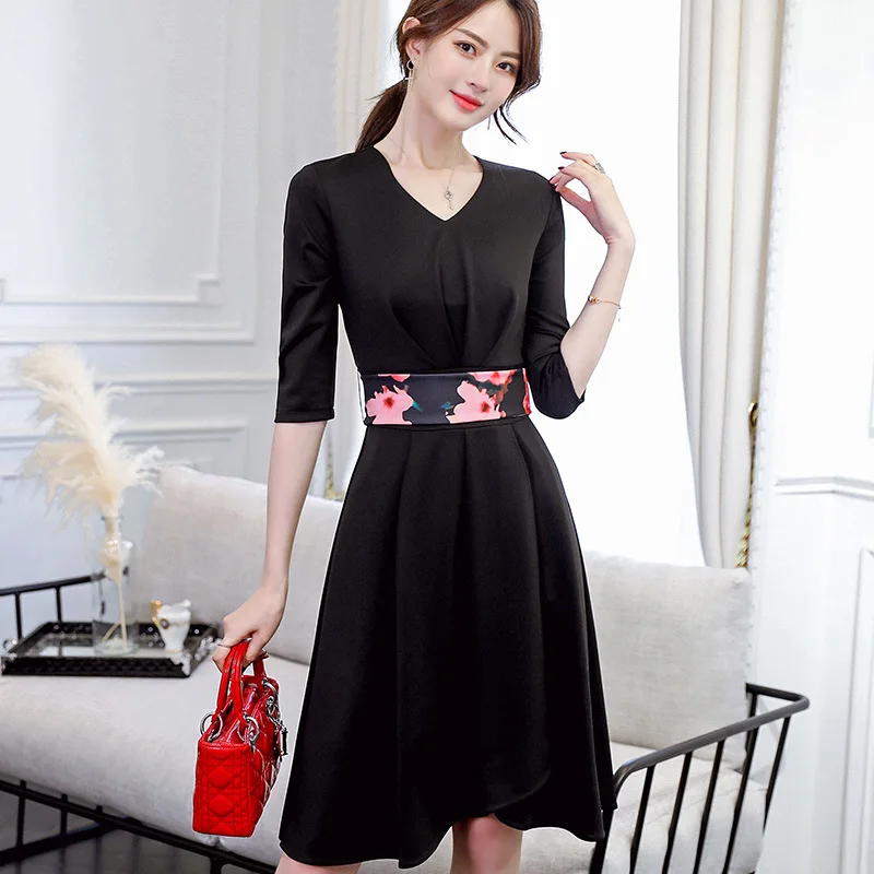 

Korean spring summer new fashion women midi dress plus size wild Colored belt bandage dress tide slim vestido dress elegant
