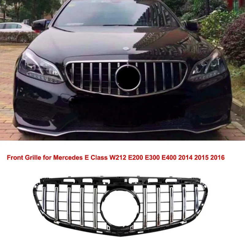 

Front Hood Grill Upper Grille for Mercedes E Class W212 E200 E300 E400 2014 2015 2016 GT GT-R Panamericana Style Auto Accessory