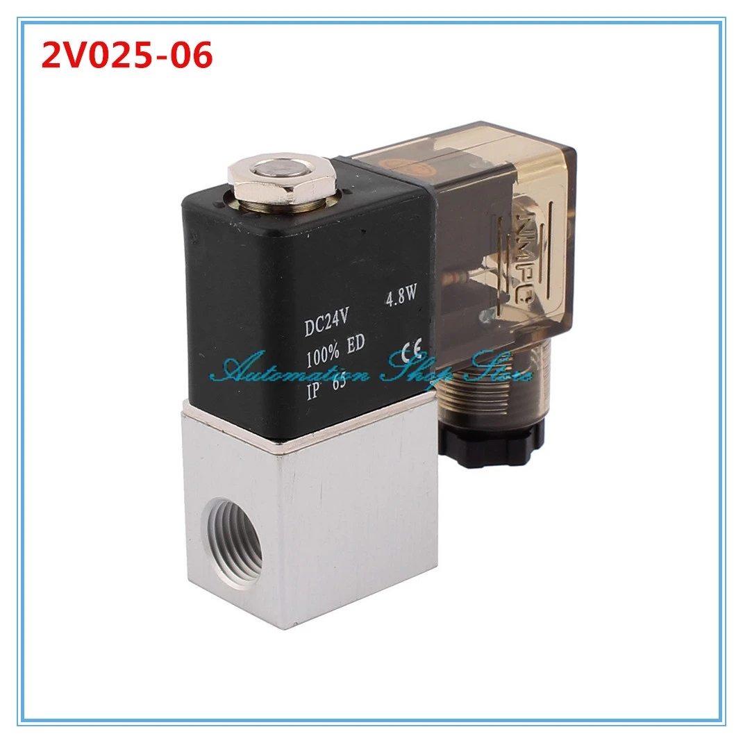 DC12V DC24V AC110V AC220V 2 порта 2Pos 1/" BSP нормально закрытый нейтральный Электрический пневматический Соленоидный клапан катушка 2V025-06